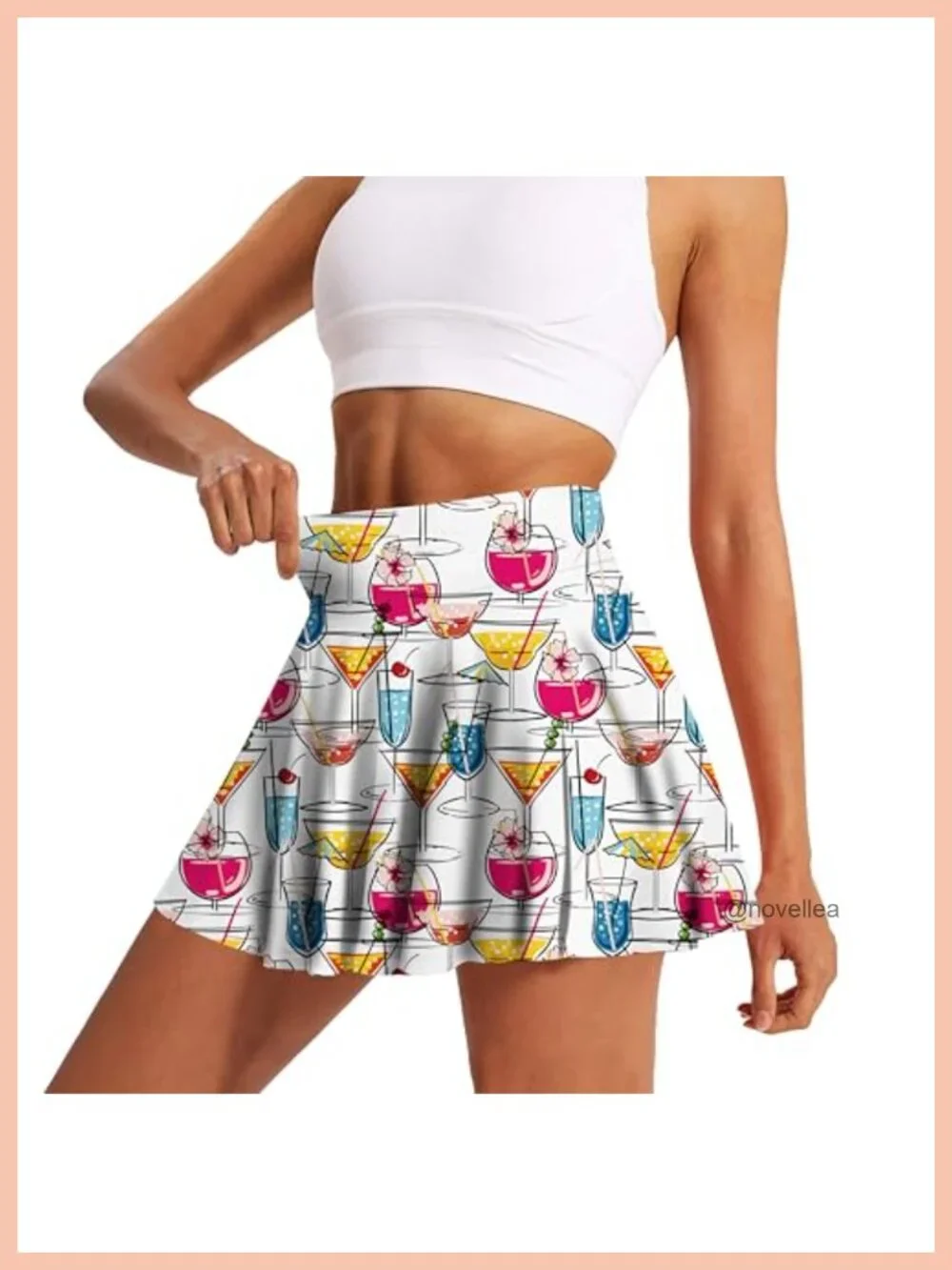 High Waisted Tennis Skort with Built-in Shorts Pocket and Pleated Skirt